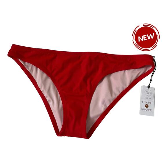 Shade & Shore Red Low Coverage  Bikini Bottom Swimwear Women Sz Large NWT | 51-4 - Picture 1 of 5